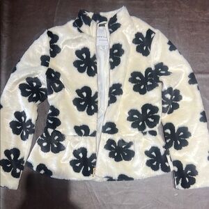 Janie and Jack Cream and Black  Jacket with Floral Design Size 10-12